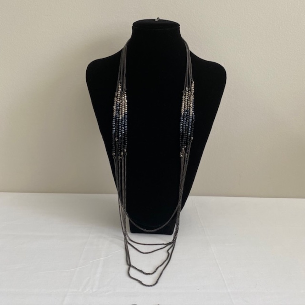 Nygard Long Multi Layer Faceted Crystal Necklace 36 Inches Long